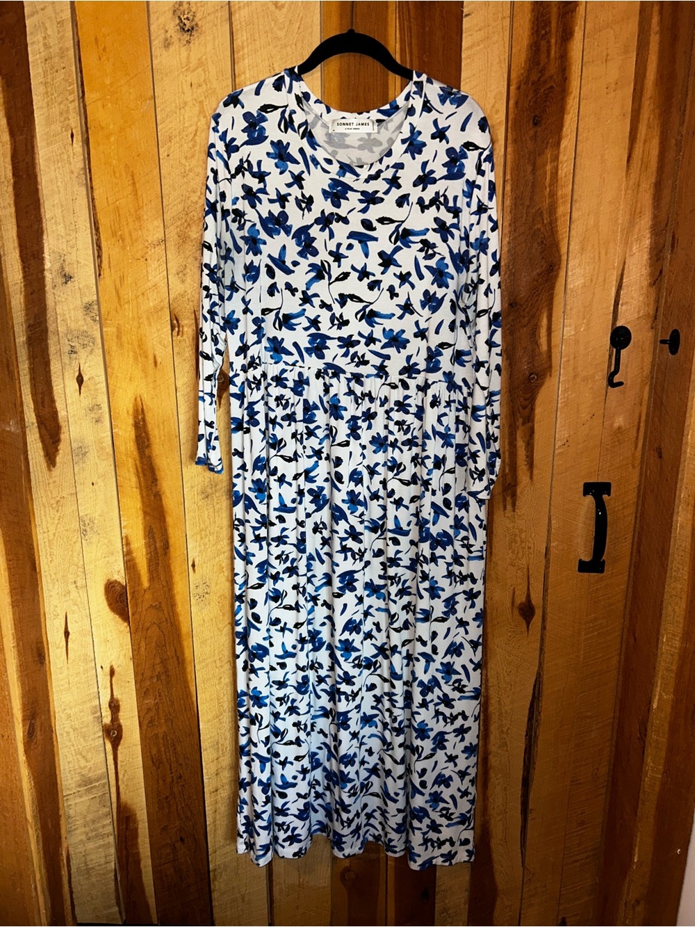 Sonnet James blue and white floral maxi dress
